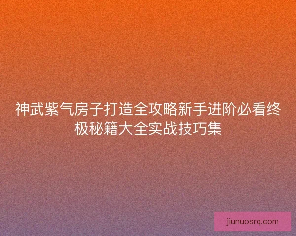 神武紫气房子打造全攻略新手进阶必看终极秘籍大全实战技巧集