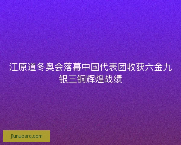 江原道冬奥会落幕中国代表团收获六金九银三铜辉煌战绩