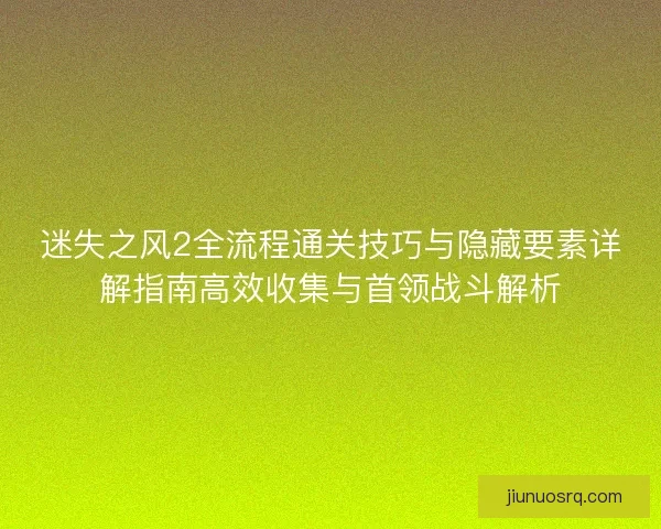 迷失之风2全流程通关技巧与隐藏要素详解指南高效收集与首领战斗解析